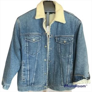 LAUREN JEANS CO/RALPH LAUREN MENS SHERPA LINED JEANS JACKET MED. EUC